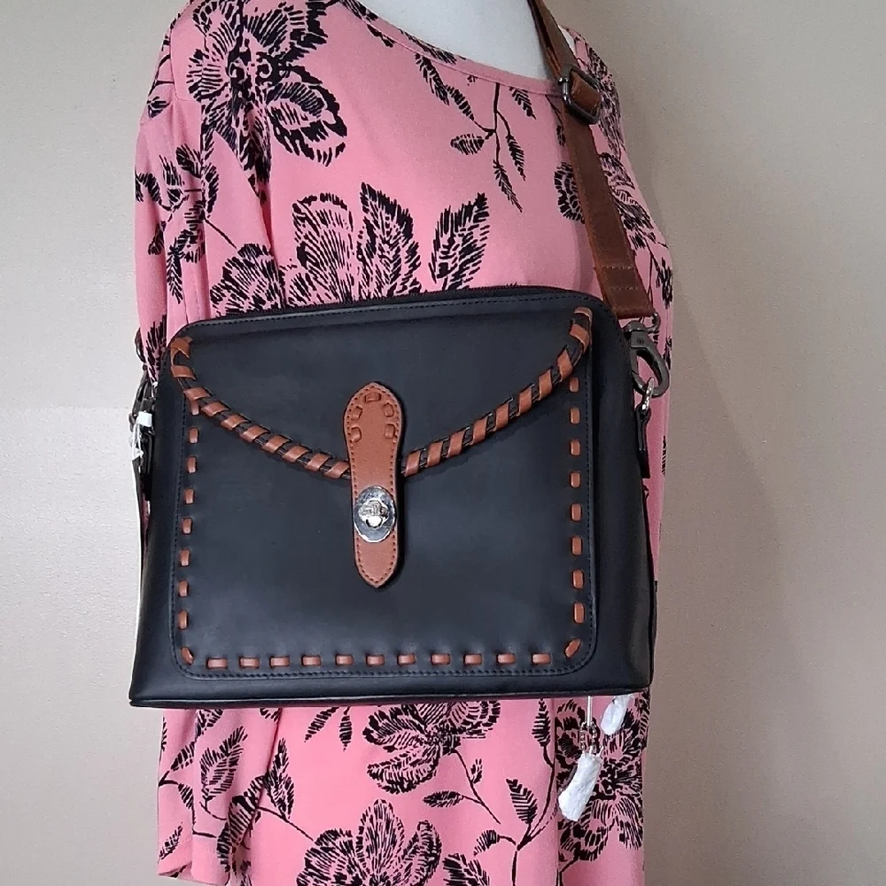 Lady Conceal Black and Brown Leather Crossbody Bag - Picture 12 of 13
